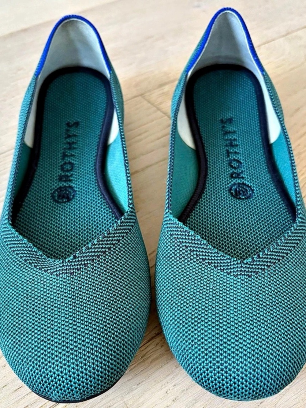 Rothy's Rare Retired Emerald Green Birdseye Ballet The Flat Round Toe Size 9